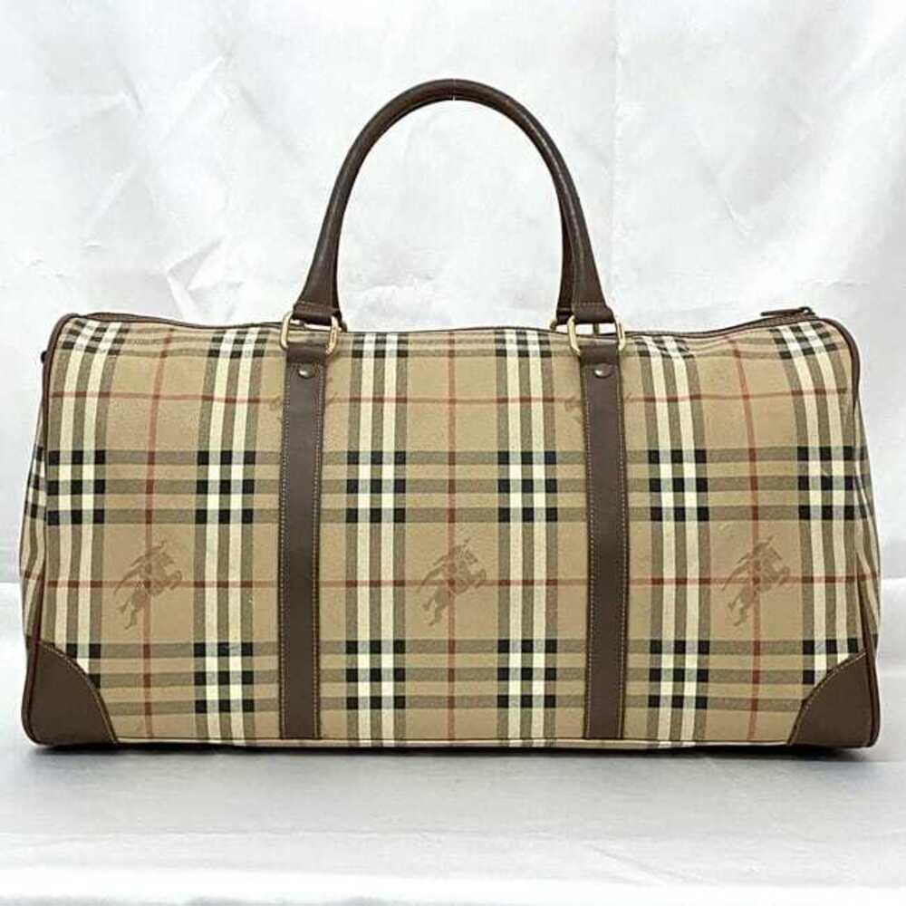 Burberry Boston Bag Beige Brown Check Travel Burberrys Zipper Business Trip - Picture 3 of 10